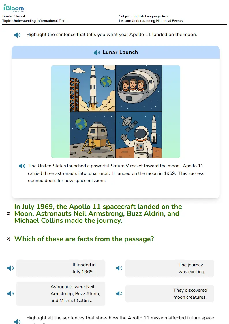Free Understanding Historical Events Worksheets for Class 4 | iBloom