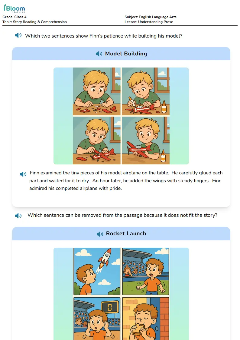 Free Understanding Prose Worksheets for Class 4 | iBloom
