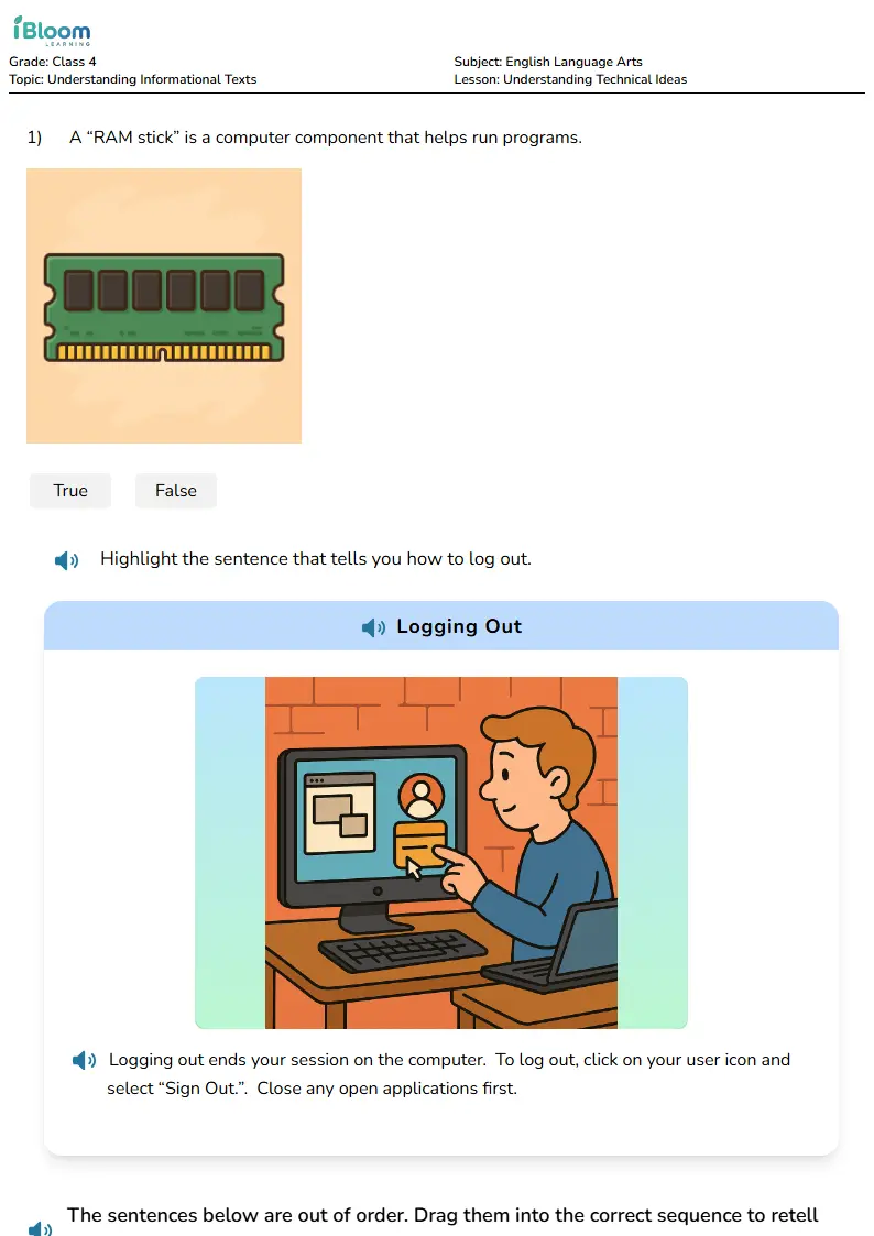 Free Understanding Technical Ideas Worksheets for Class 4 | iBloom