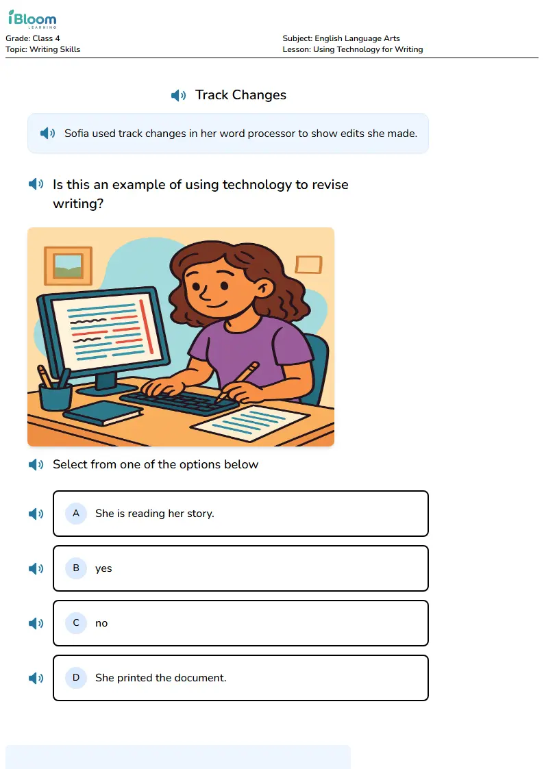 Free Using Technology for Writing Worksheets for Class 4 | iBloom