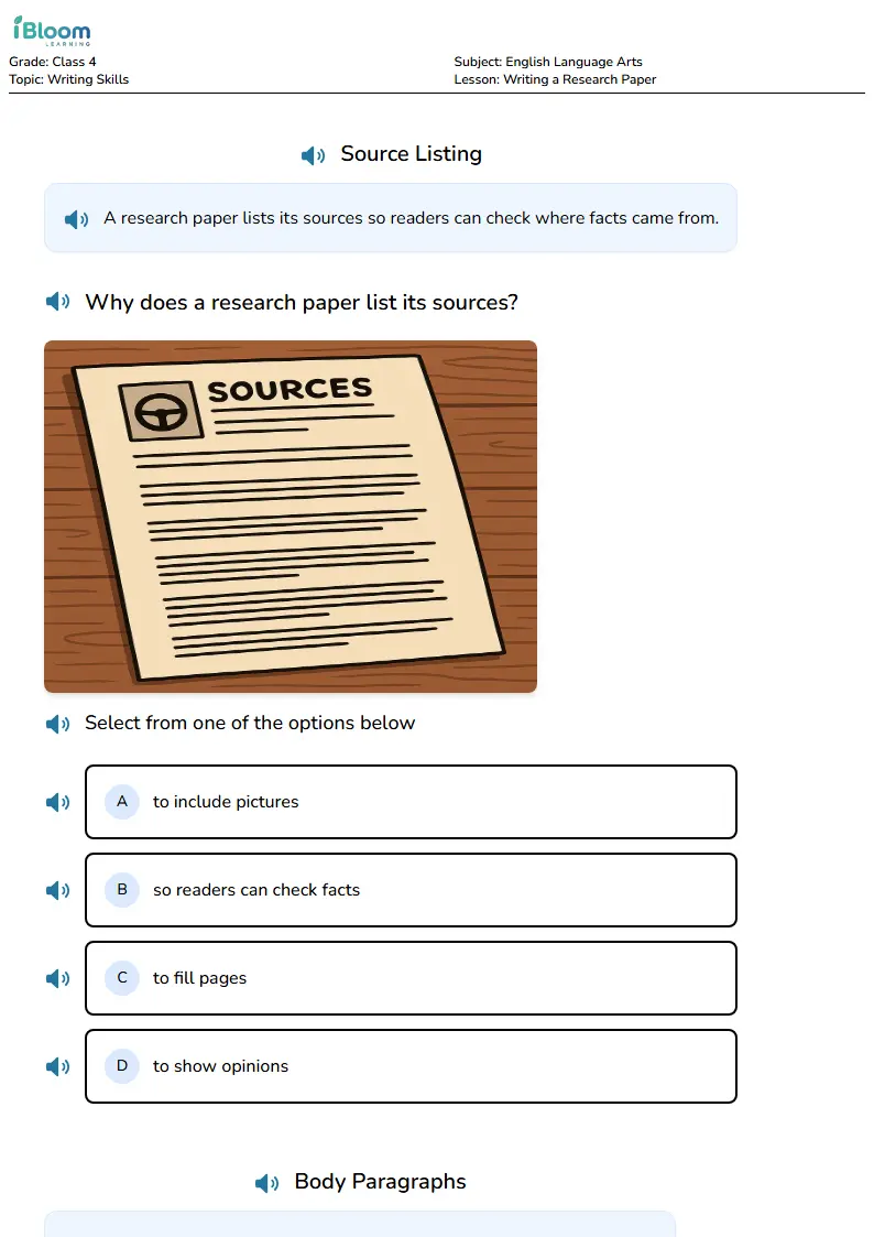 Free Writing a Research Paper Worksheets for Class 4 | iBloom