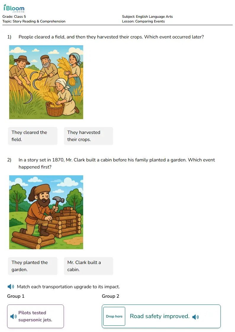 Free Comparing Events Worksheets for Class 5