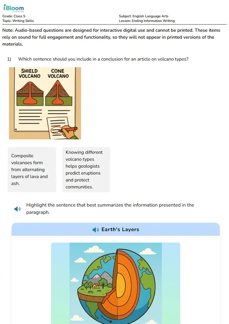 Information Writing Conclusions | Class 5