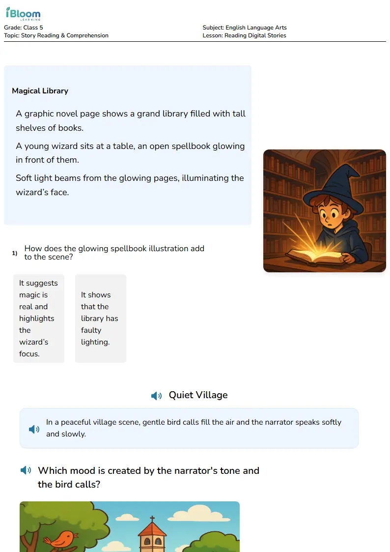 Free Reading Digital Stories Worksheets for Class 5 | iBloom