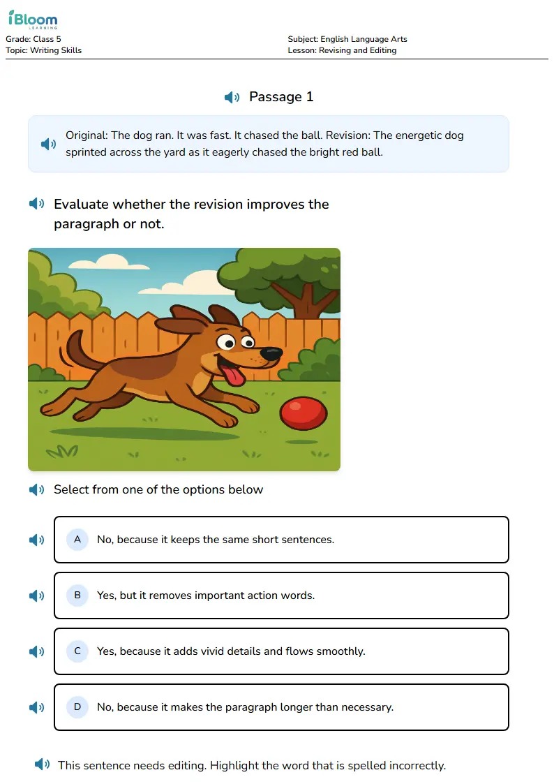 Free Revising and Editing Worksheets for Class 5 | iBloom