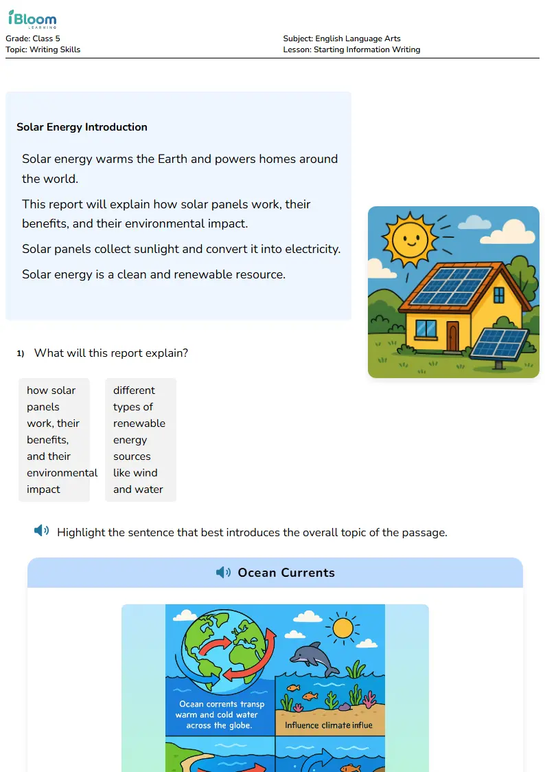 Free Starting Information Writing Worksheets for Class 5 | iBloom