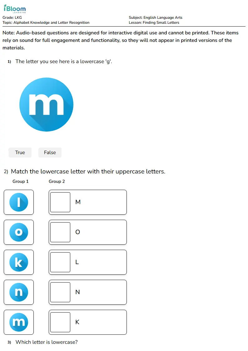 Free Finding Small Letters Worksheets for Lkg | iBloom