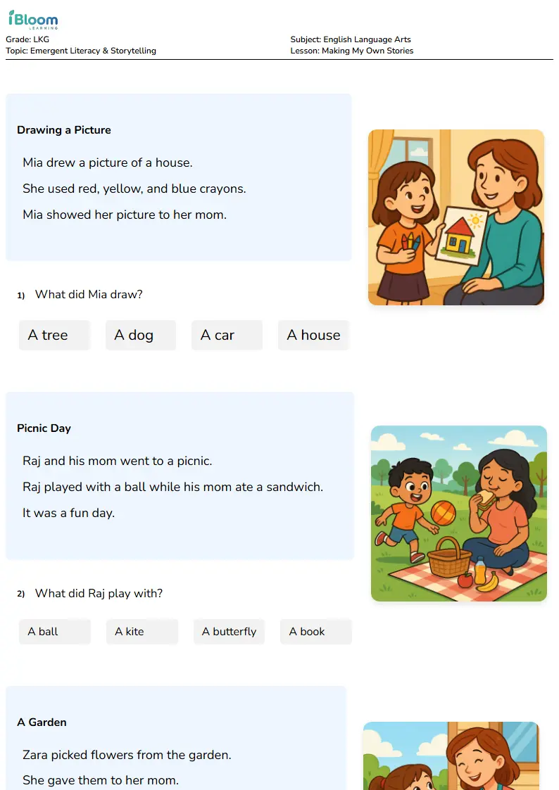 Free Making My Own Stories Worksheets for Lkg | iBloom