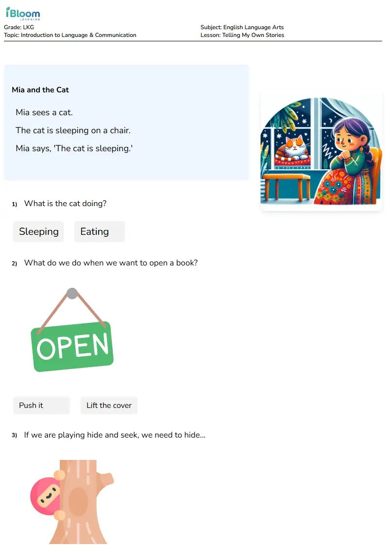Free Telling My Own Stories Worksheets for Lkg | iBloom