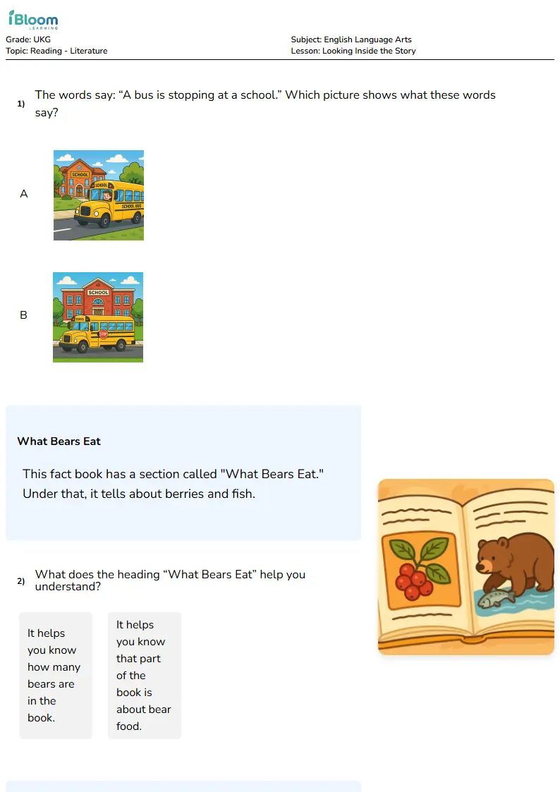 Free Looking Inside the Story Worksheets for Ukg | iBloom