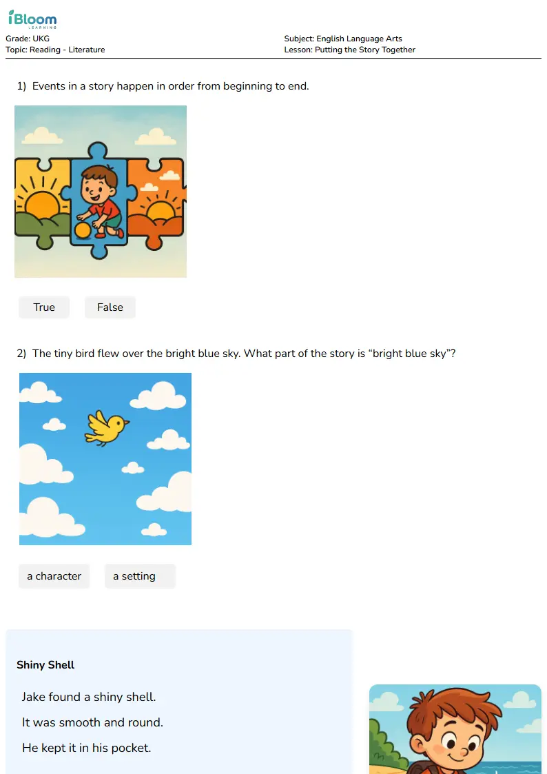 Free Putting the Story Together Worksheets for Ukg | iBloom