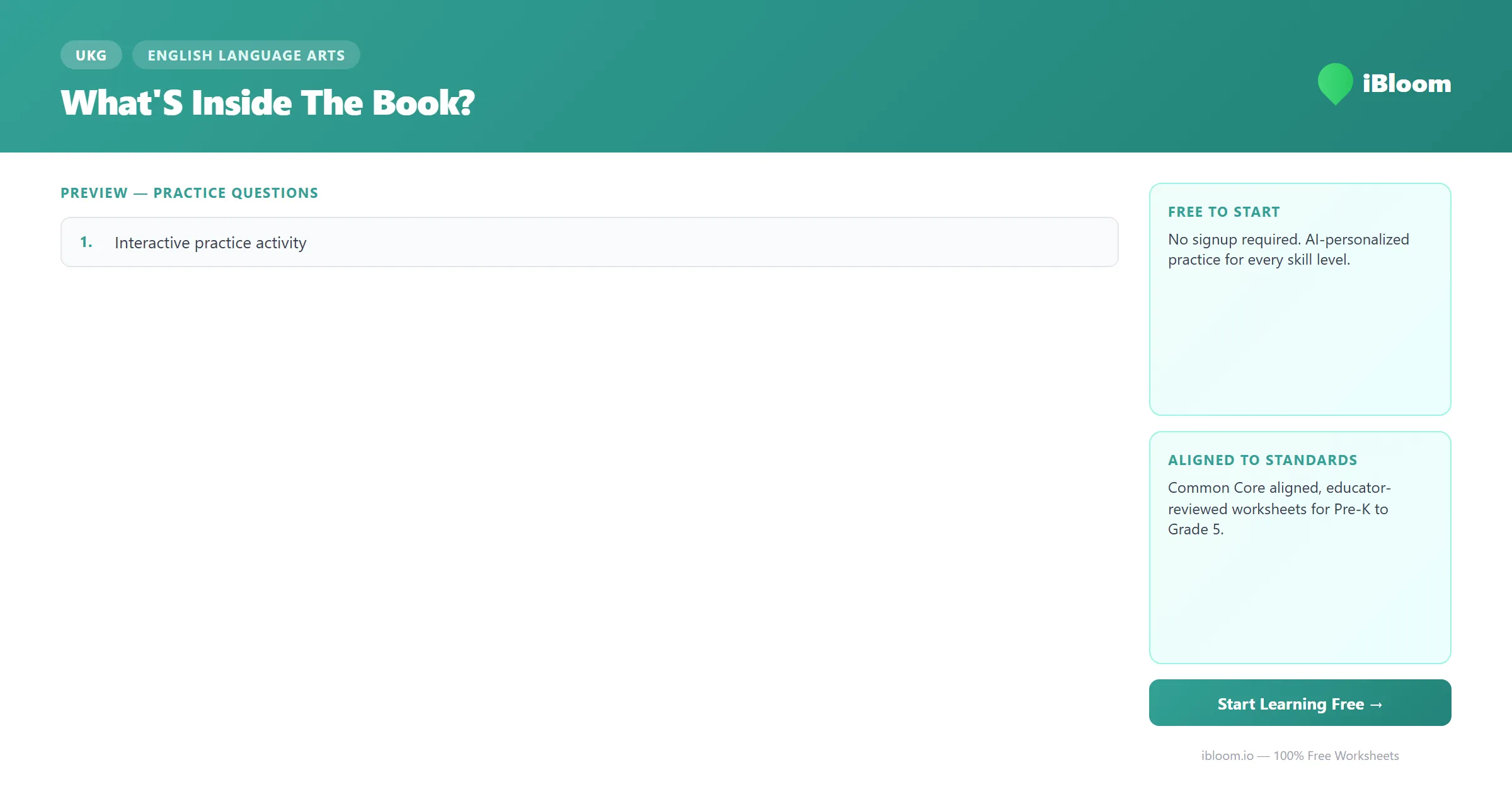 Free What's Inside the Book? Worksheets for Ukg | iBloom