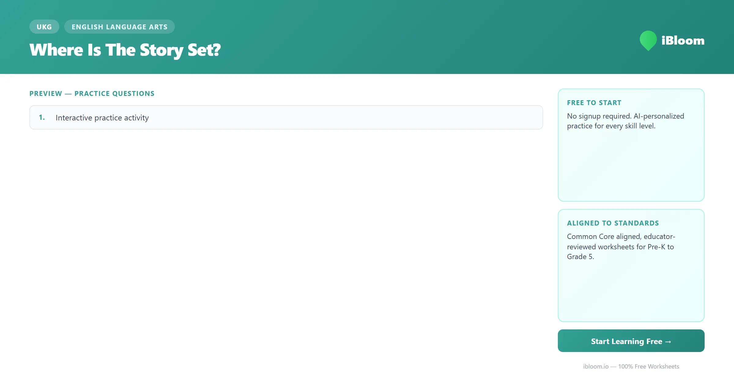 Free Where is the Story Set? Worksheets for Ukg | iBloom