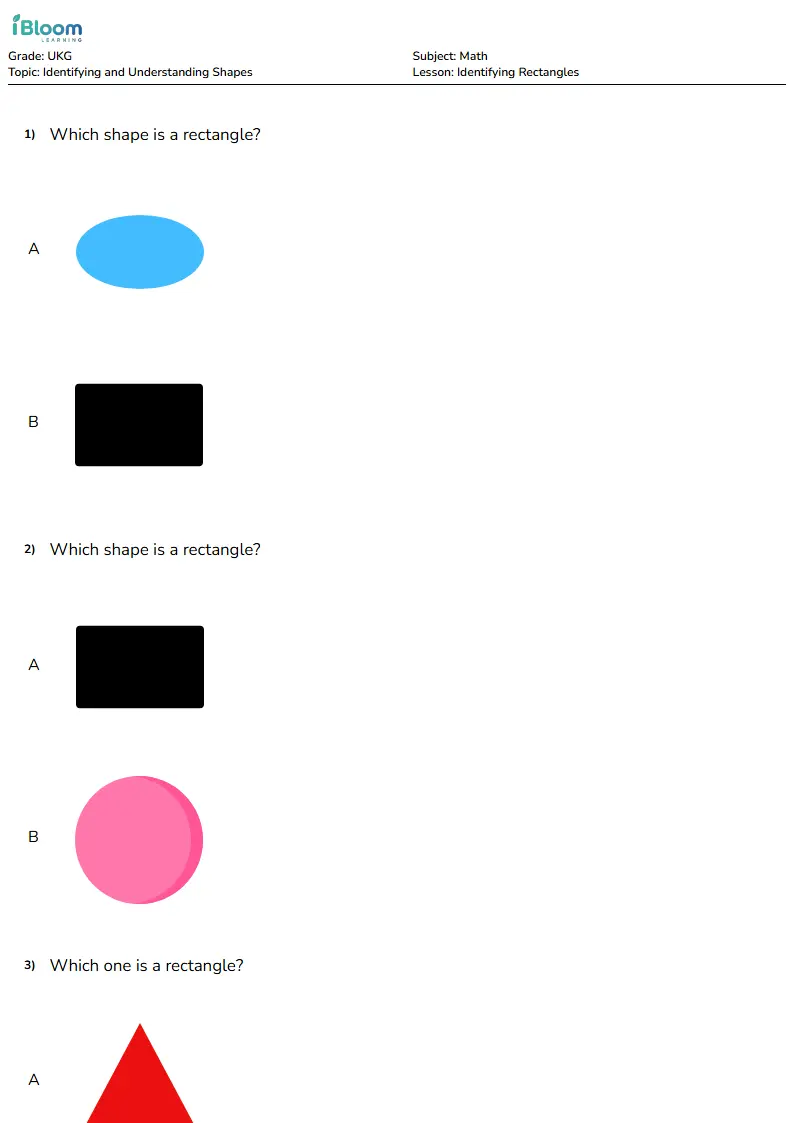 Free Identifying Rectangles Worksheets for Ukg | iBloom