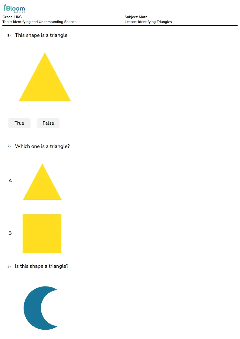 Free Identifying Triangles Worksheets for Ukg | iBloom