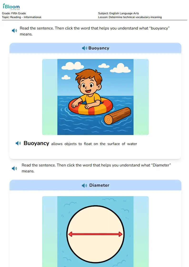 Technical Vocabulary Meaning Worksheet