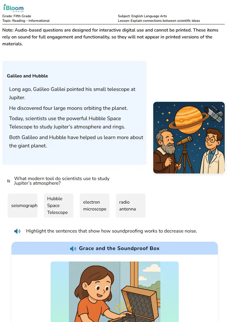Free Explain connections between scientific ideas Worksheets for Fifth Grade | iBloom