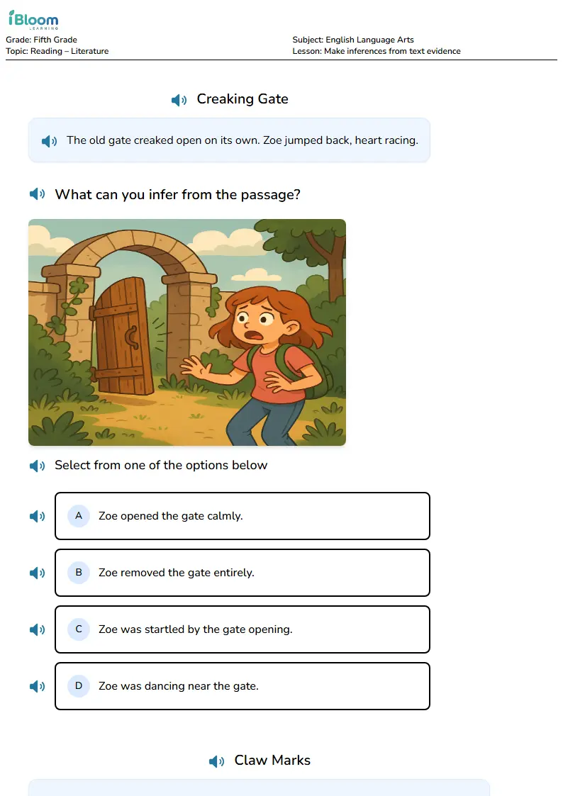 Free Make inferences from text evidence Worksheets for Fifth Grade | iBloom