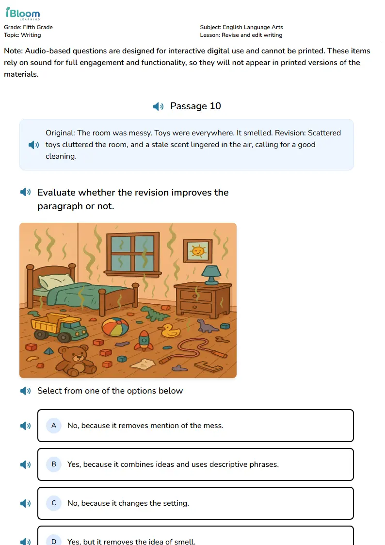 Free Revise and edit writing Worksheets for Fifth Grade | iBloom