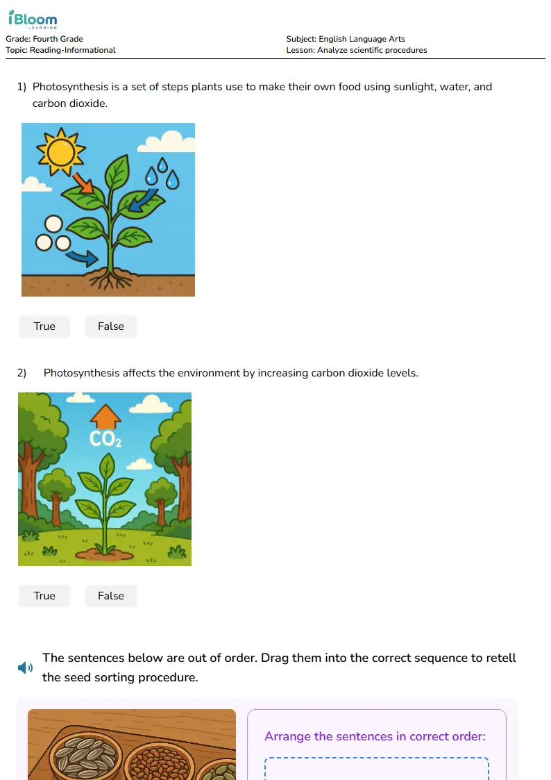 Free Analyze scientific procedures Worksheets for Fourth Grade