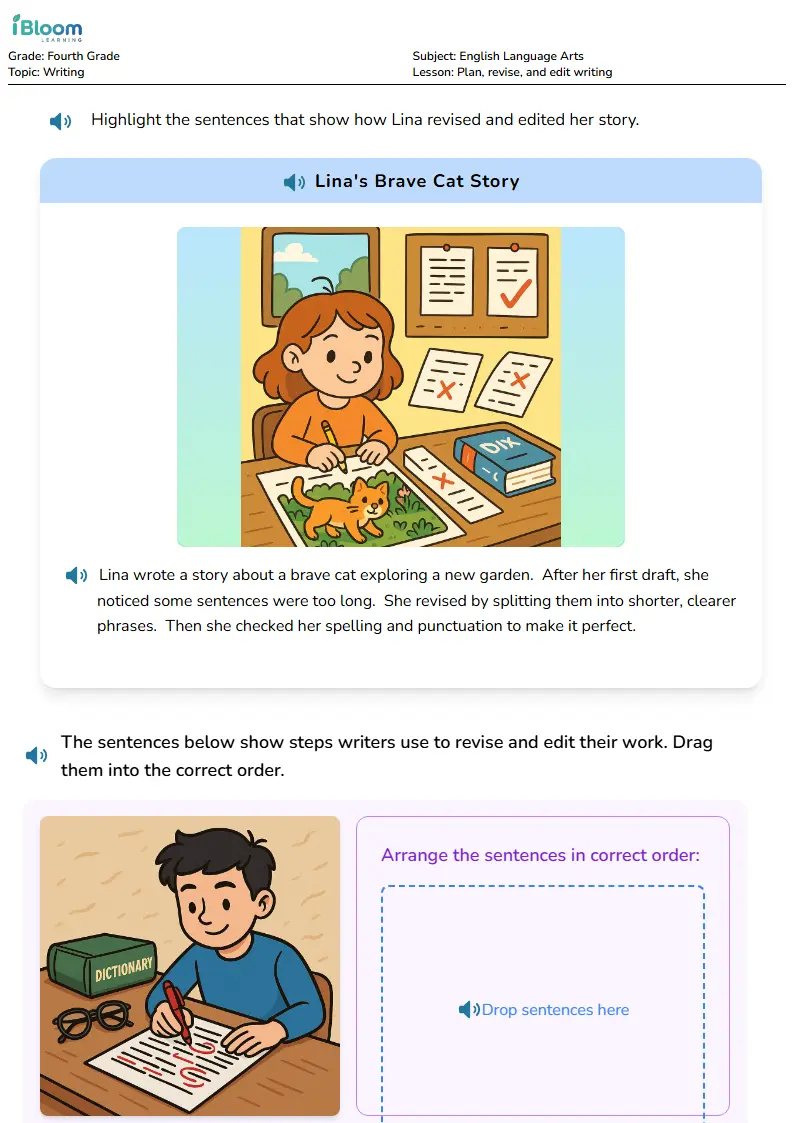 Free Plan, revise, and edit writing Worksheets for Fourth Grade | iBloom