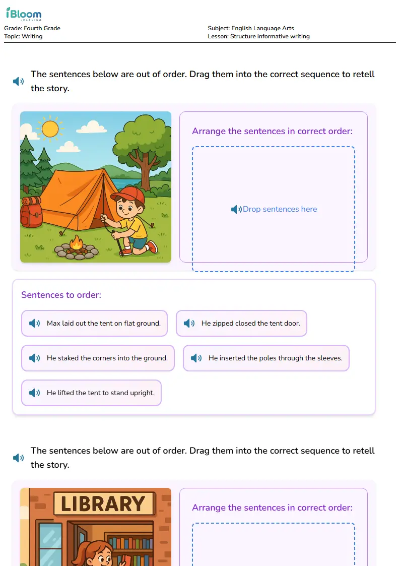 Free Structure informative writing Worksheets for Fourth Grade | iBloom