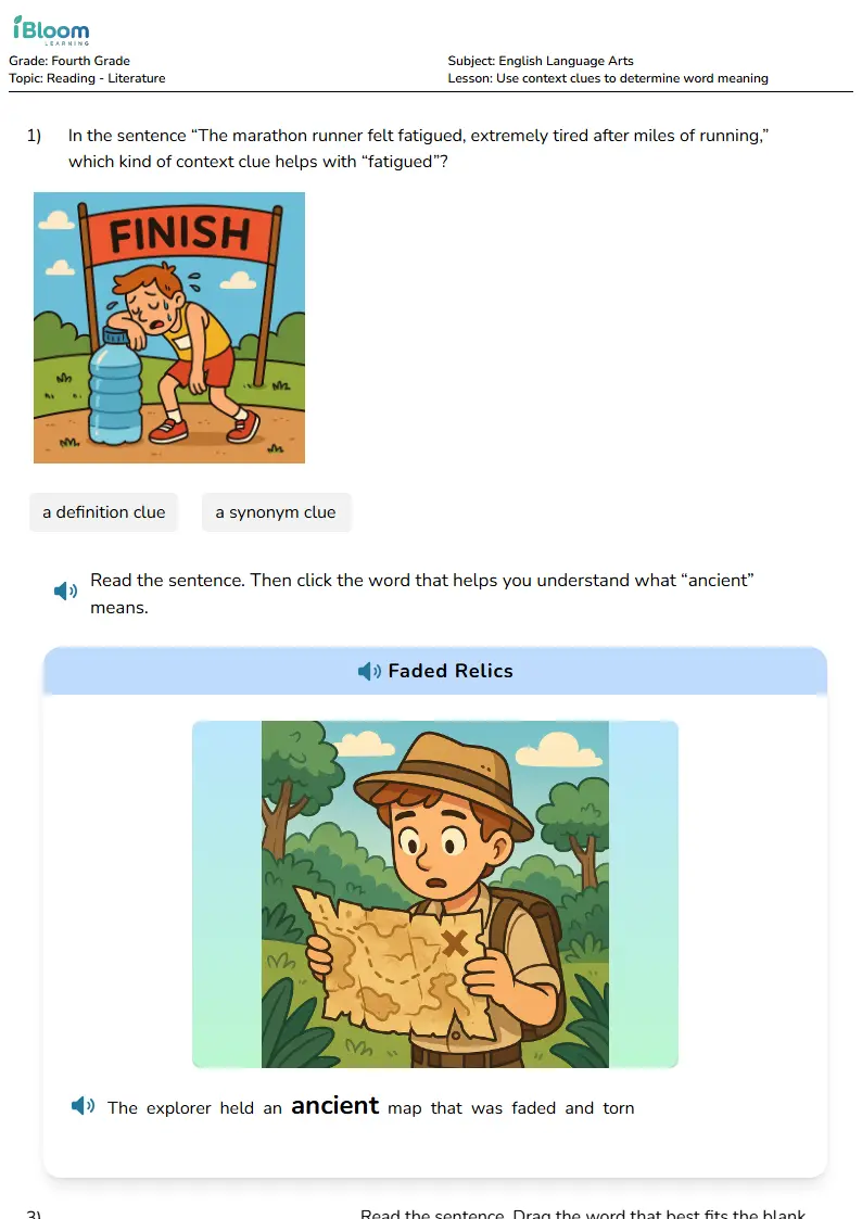 Reading Comprehension Worksheets Grade 4 | iBloom