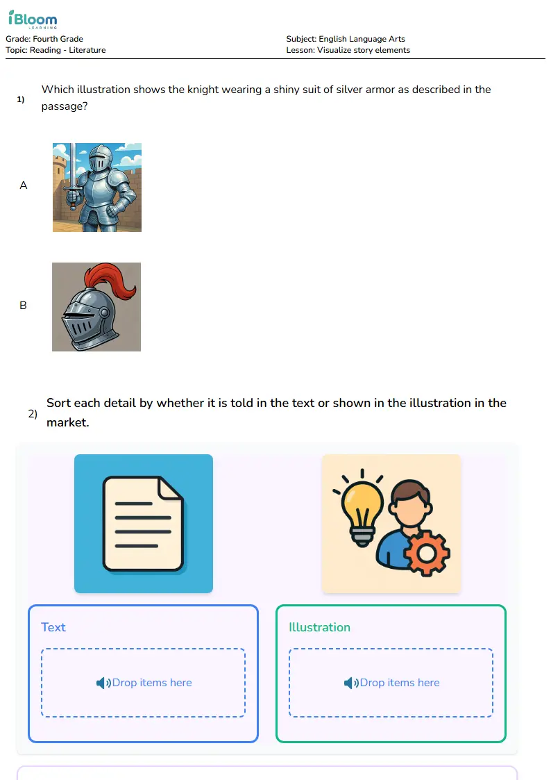 Free Visualize story elements Worksheets for Fourth Grade | iBloom