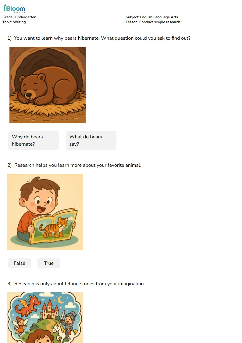 Free Conduct simple research Worksheets for Kindergarten