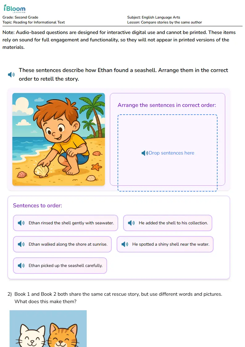 Free Compare stories by the same author Worksheets for Second Grade