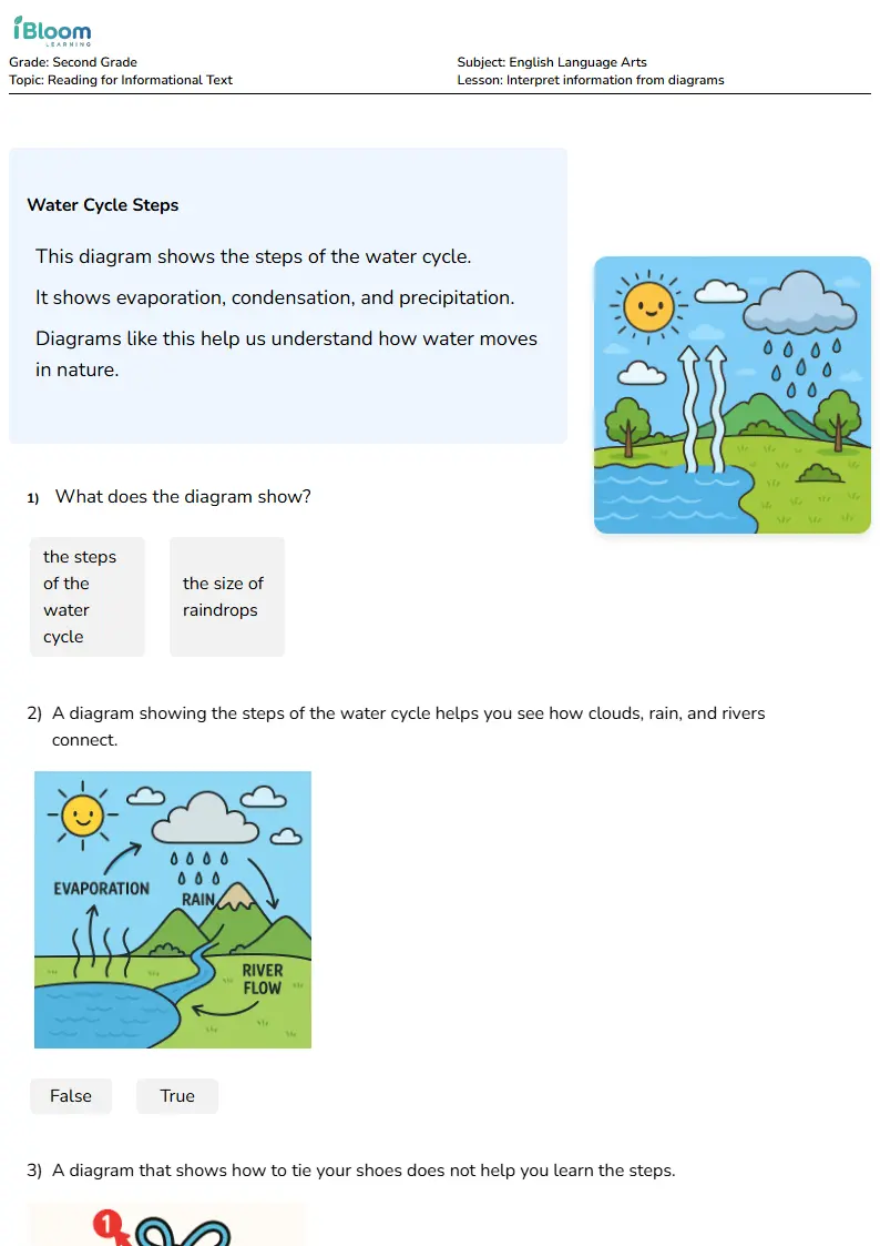 Free Interpret information from diagrams Worksheets for Second Grade | iBloom