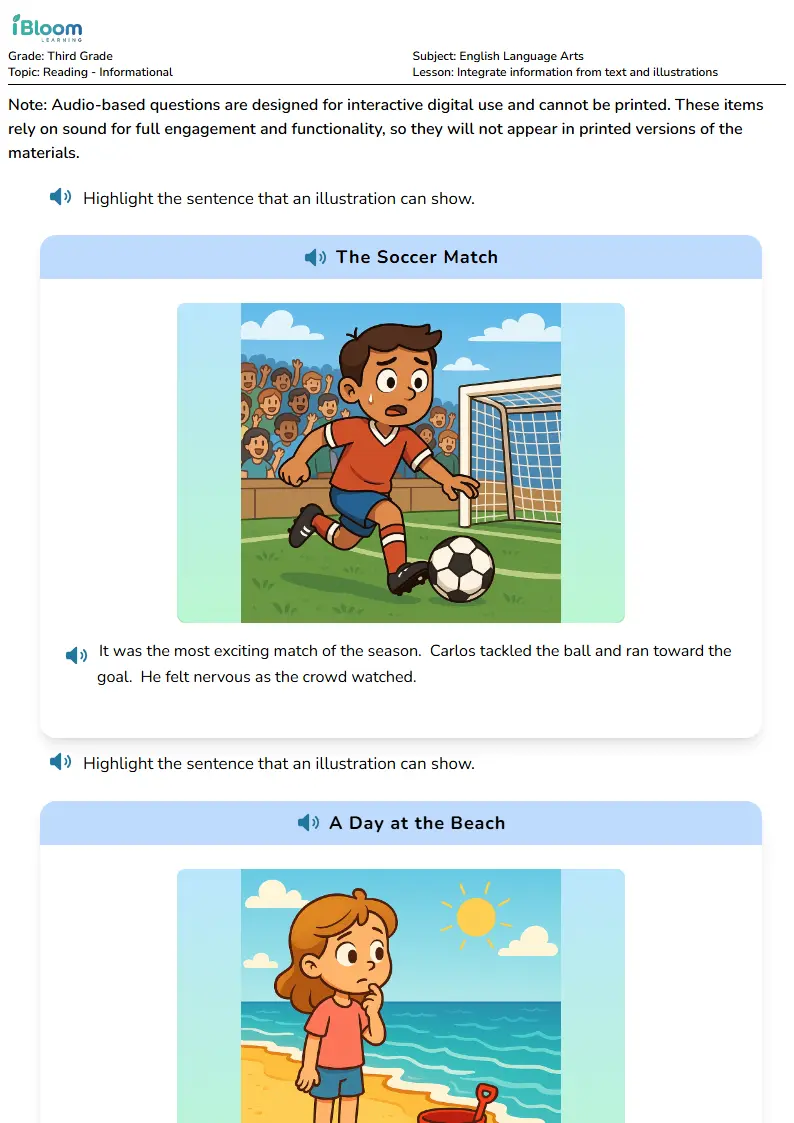 Free Integrate information from text and illustrations Worksheets for Third Grade | iBloom